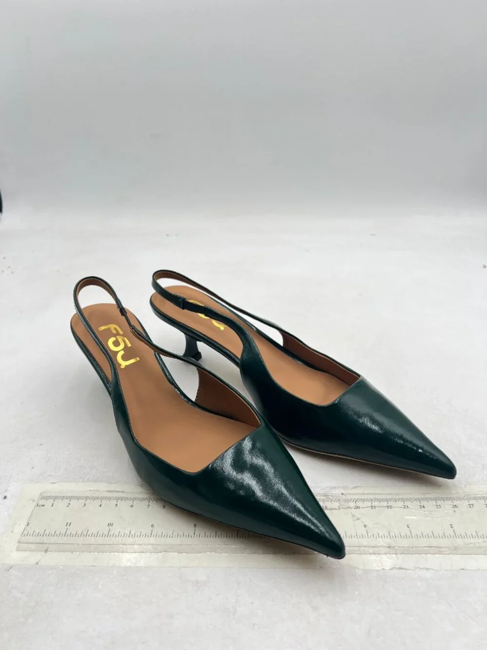 FSJ Dark Green Kitten Heel Slingback Sandals Pointy Toe Sexy Pumps Party Shoes
